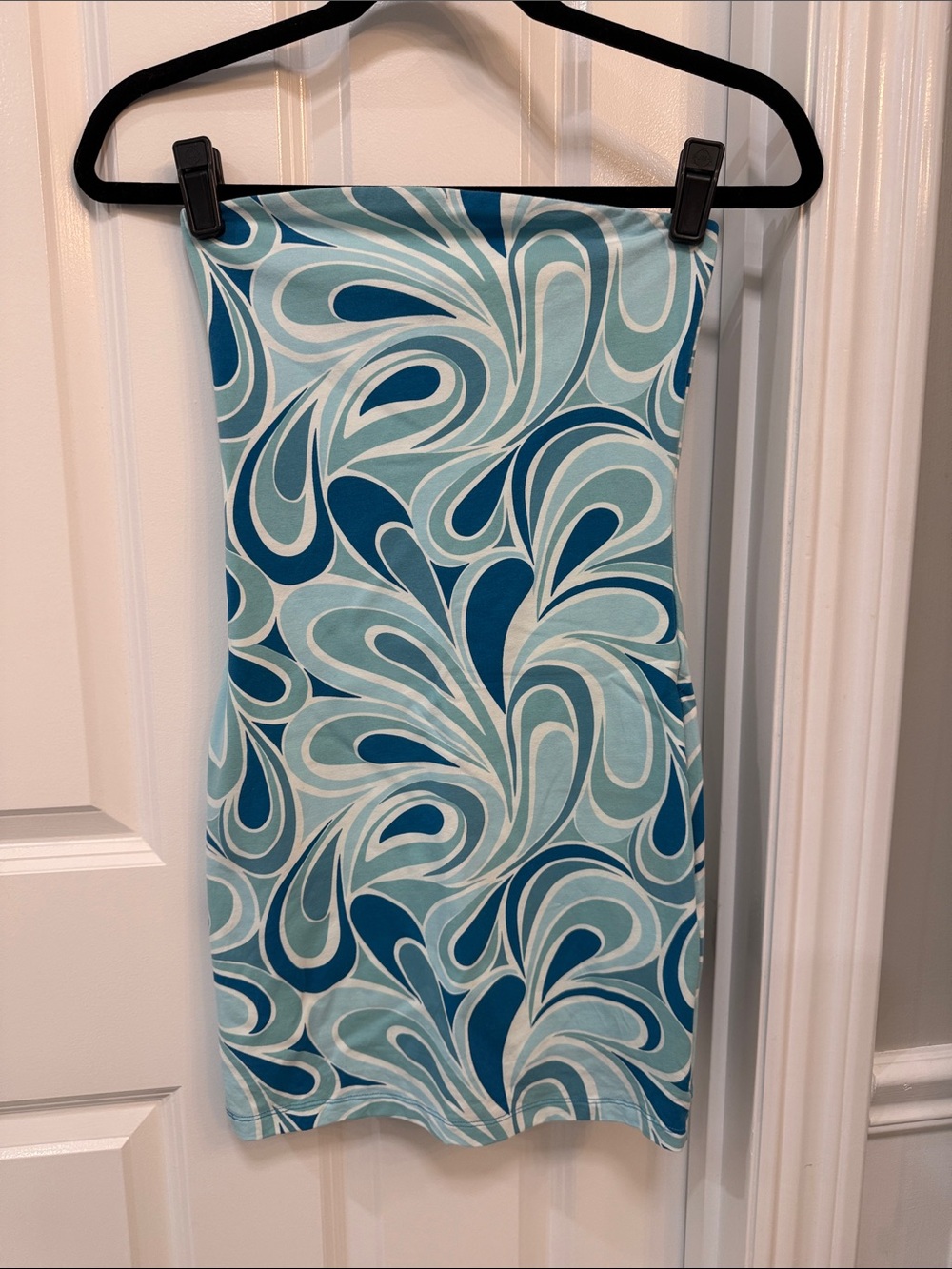 Women's Blue Swirl Print Tube Dress
